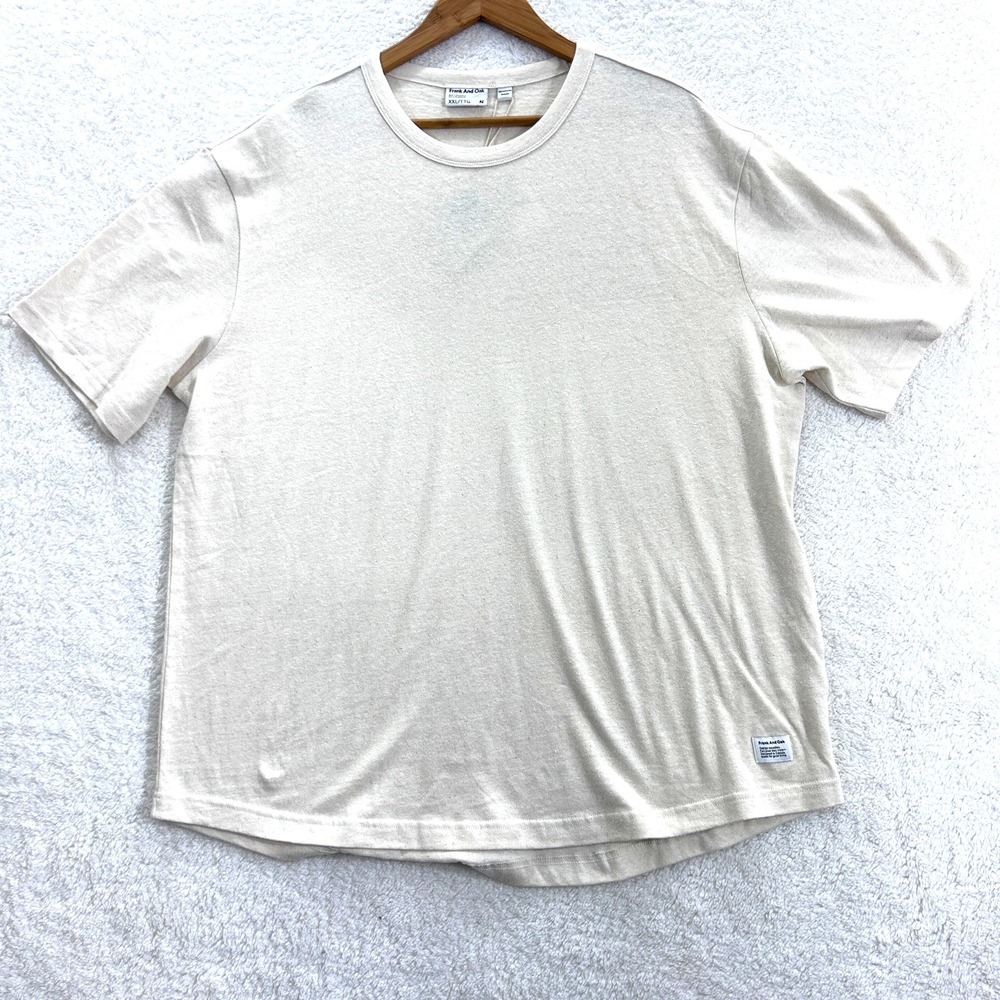 Frank & Oak Tee Men's XXL Light Beige Relaxed Fit Hemp Tee - Picture 8 of 8